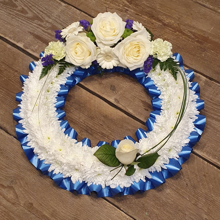 Blue and White Based Wreath