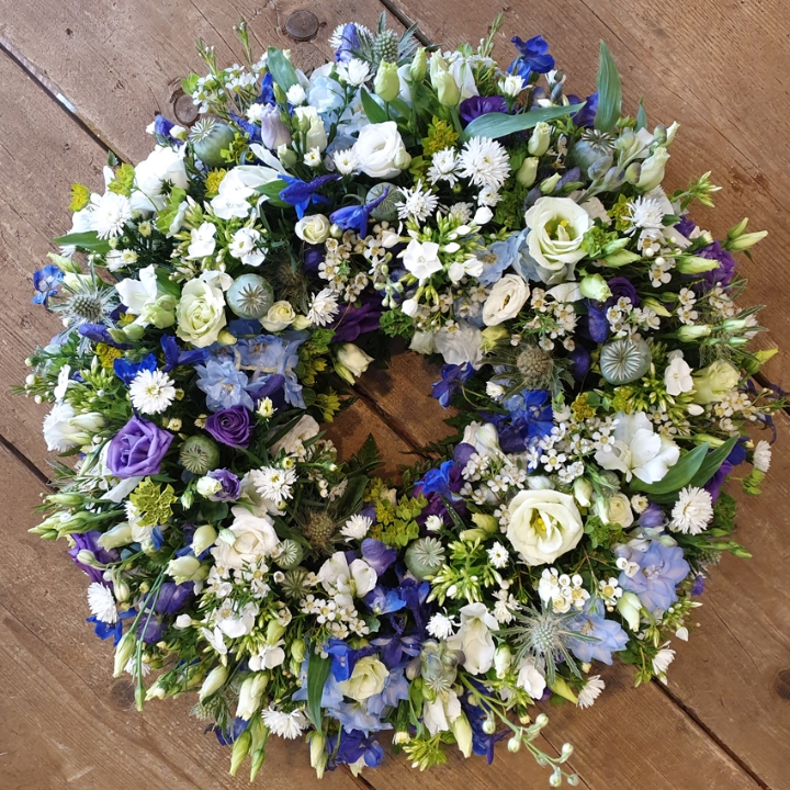 Meadow Wreath in Blue, Purple and White