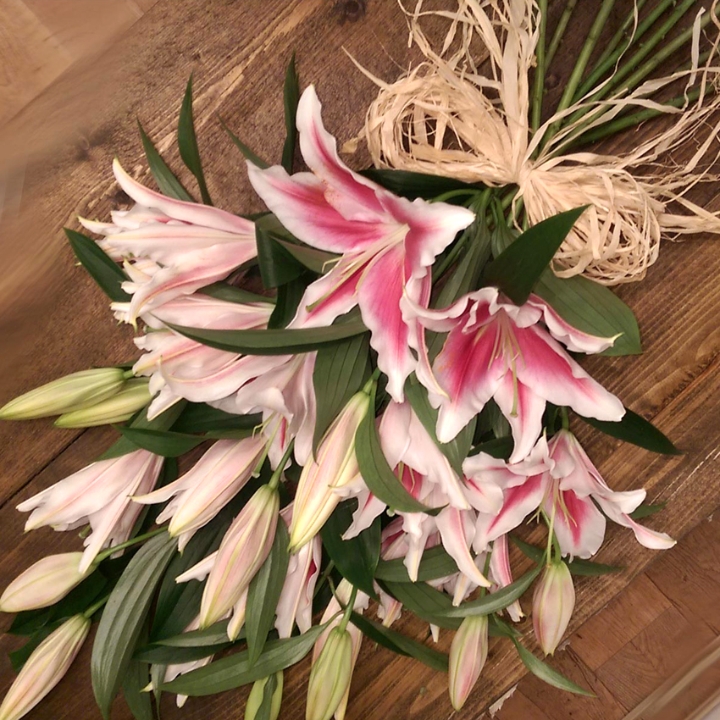 Natural Tied Lily Funeral Bouquet