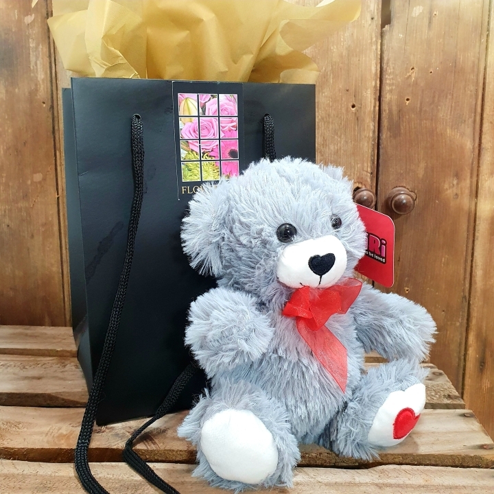 Grey heart teddy